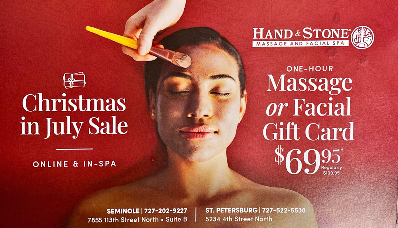 hand and stone christmas in july mailer